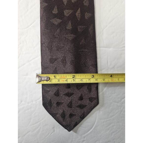 Vintage Sears Neck Tie - All Silk - Made In USA 56" x 3.75" Brown 3D Diamond - Picture 3 of 5